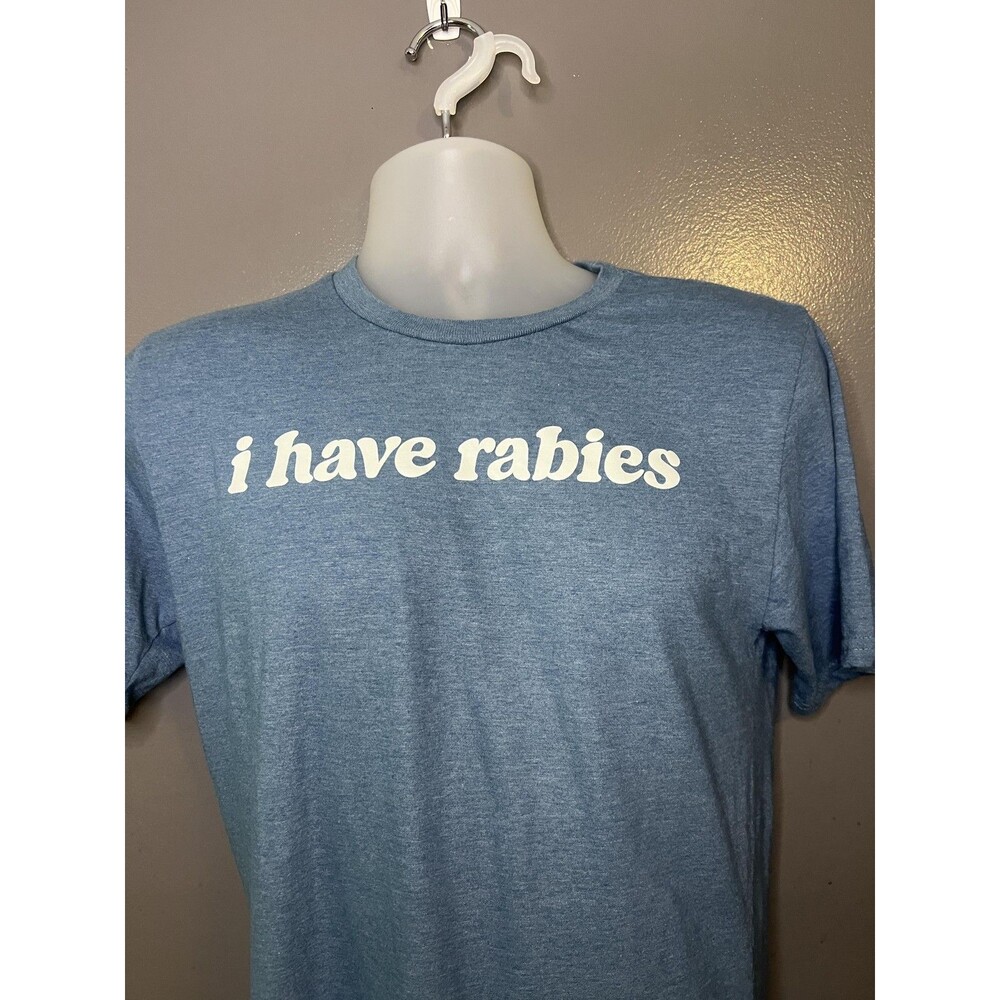 I Have Rabies Graphic Tee Outlash Wear Shirt Mens Medium Blue Funny Novelty